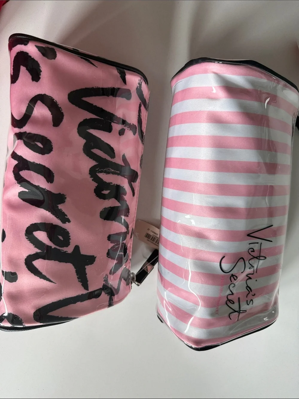 NWT Bundle of 2 Victoria's Secret Pink Striped & Script Cosmetic Pouches